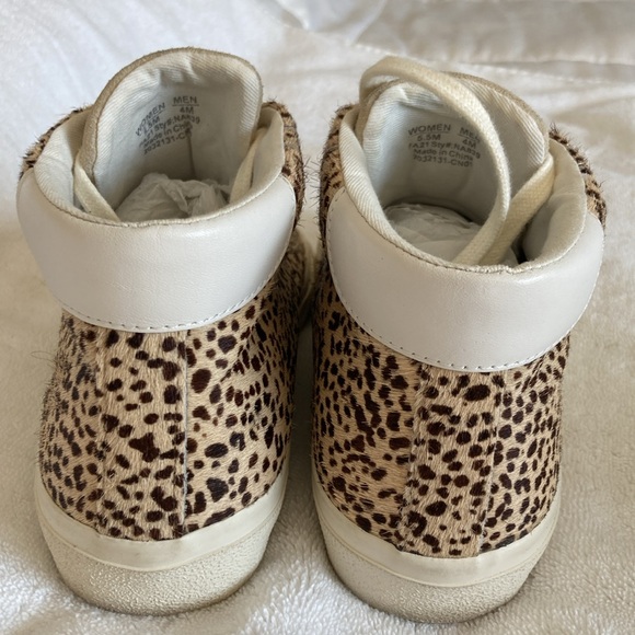 Madewell Sneakers Leather Calf Hair Mid Top Beige Brown Lace Up Size 5.5 - Picture 5 of 7